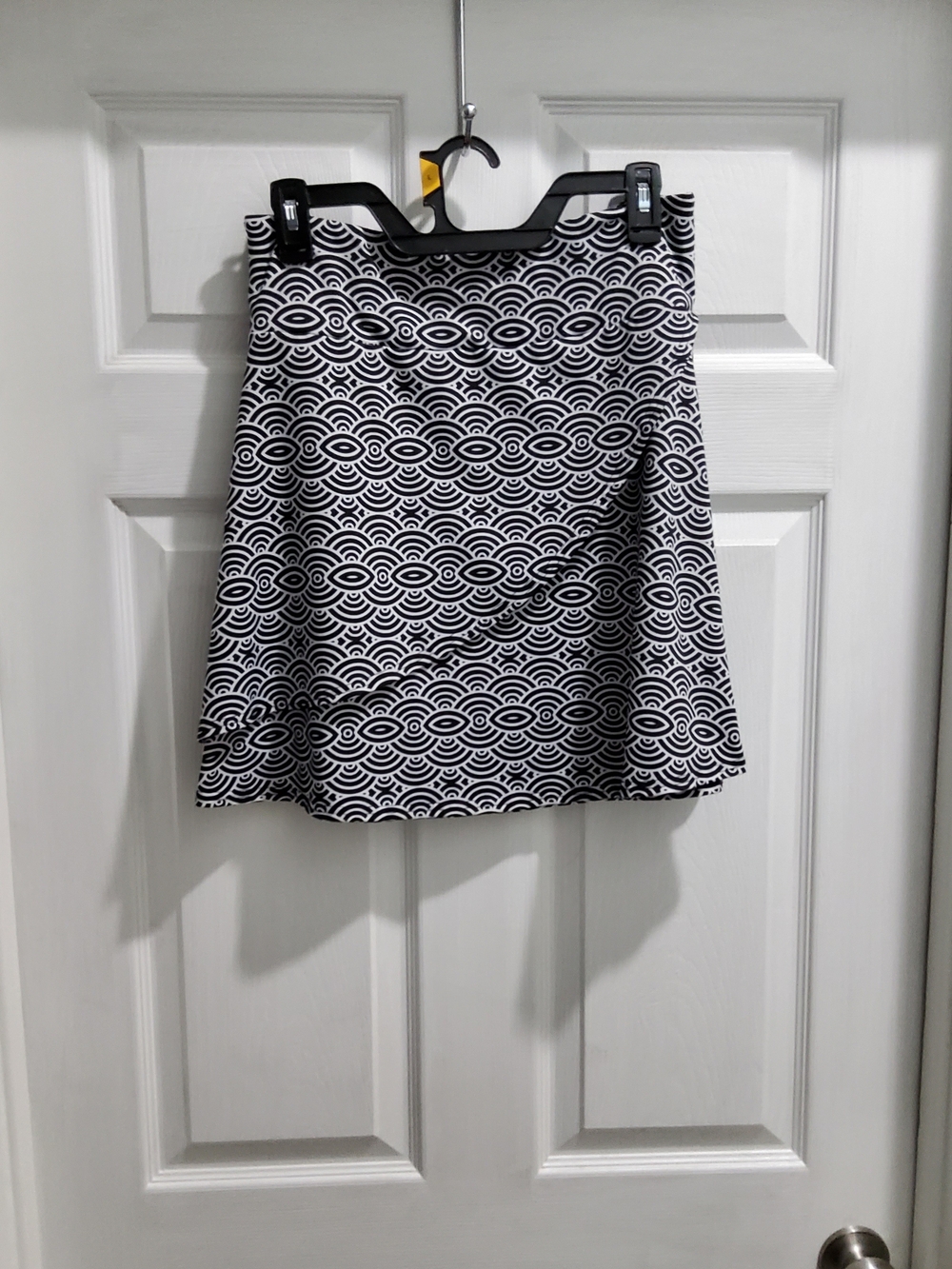 Womens Black and White Patterned A-Line Skirt
